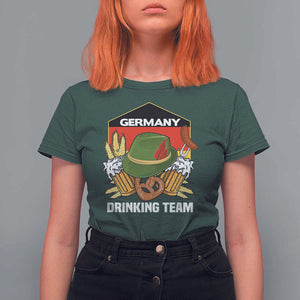 Germany Drinking Team T Shirt For Women Germany Beer Festivals Oktoberfest Alpine hat Barley TS11 Dark Forest Green Print Your Wear