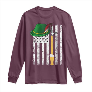 Funny German Beer Long Sleeve Shirt Oktoberfest Vintage American Flag Alpine hat TS11 Maroon Print Your Wear
