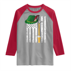 Funny German Beer Raglan Shirt Oktoberfest Vintage American Flag Alpine hat TS11 Sport Gray Red Print Your Wear