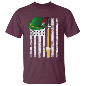 Funny German Beer T Shirt Oktoberfest Vintage American Flag Alpine hat TS11 Maroon Print Your Wear