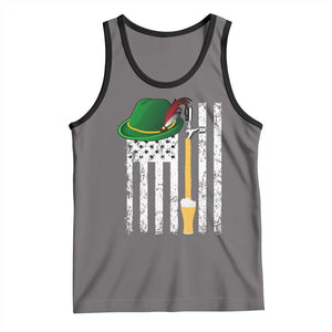 Funny German Beer Tank Top Oktoberfest Vintage American Flag Alpine hat TS11 Deep Heather Black Print Your Wear