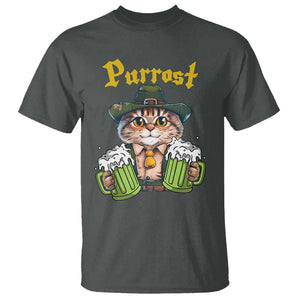 Funny Oktoberfest Cat T Shirt Purrost Kitty Drinking Beer Lederhosen Pet Lovers TS11 Dark Heather Print Your Wear
