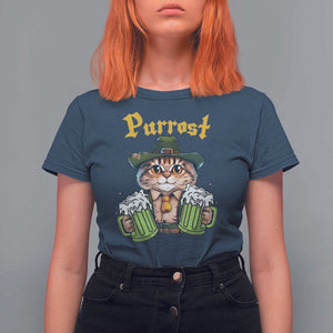 Funny Oktoberfest Cat T Shirt For Women Purrost Kitty Drinking Beer Lederhosen Pet Lovers TS11 Navy Print Your Wear