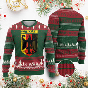 Deutschland German Pride Ugly Christmas Sweater Bundesadler Coat of Arms TS11 Red Green Print Your Wear