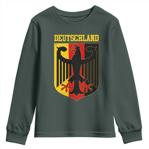 Deutschland German Pride Youth Sweatshirt Bundesadler Coat of Arms TS11 Dark Forest Green Print Your Wear