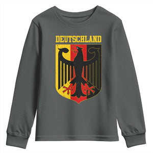 Deutschland German Pride Youth Sweatshirt Bundesadler Coat of Arms TS11 Dark Heather Print Your Wear