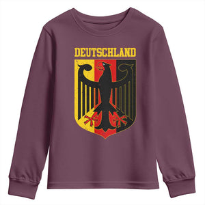 Deutschland German Pride Youth Sweatshirt Bundesadler Coat of Arms TS11 Maroon Print Your Wear