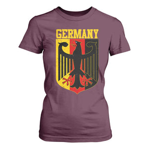 Proud Germany T Shirt For Women Bundesadler Coat of Arms German Flag TS11 Maroon Print Your Wear