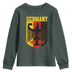 Proud Germany Youth Sweatshirt Bundesadler Coat of Arms German Flag TS11 Dark Forest Green Print Your Wear