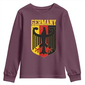Proud Germany Youth Sweatshirt Bundesadler Coat of Arms German Flag TS11 Maroon Print Your Wear