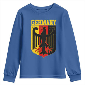 Proud Germany Youth Sweatshirt Bundesadler Coat of Arms German Flag TS11 Royal Blue Print Your Wear