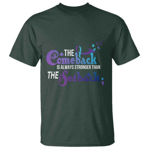 Suicide Prevention Awareness T Shirt The Comeback Is Always Stronger Than The Setback Semicolon TS11 Dark Forest Green Print Your Wear