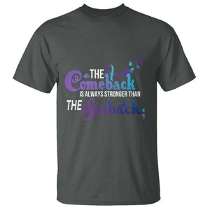 Suicide Prevention Awareness T Shirt The Comeback Is Always Stronger Than The Setback Semicolon TS11 Dark Heather Print Your Wear