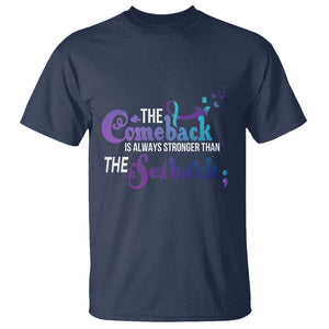 Suicide Prevention Awareness T Shirt The Comeback Is Always Stronger Than The Setback Semicolon TS11 Navy Print Your Wear