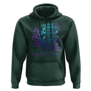 Suicide Prevention Awareness Hoodie You Are Worthy You Are Loved You Are Needed You Are Enough Hand Butterfly TS11 Dark Forest Green Print Your Wear