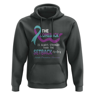 Suicide Prevention Awareness Hoodie The Comeback Is Always Stronger Than The Setback Heartbeat TS11 Dark Heather Print Your Wear