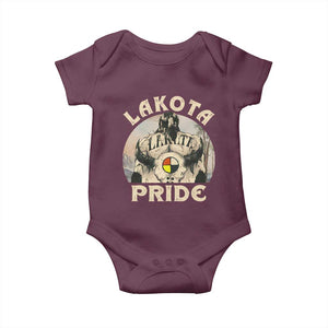 Native American Baby Onesie Lakota Pride Medicine Wheel Cow Skull TS11 Maroon Print Your Wear