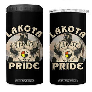 Native American 4 in 1 Can Cooler Tumbler Lakota Pride Medicine Wheel Cow Skull TS11 One Size: 16 oz Black Print Your Wear