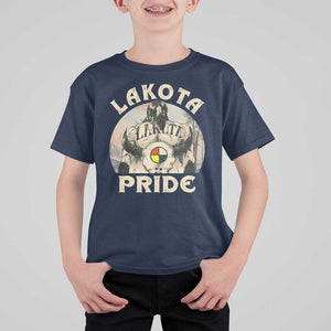 Native American T Shirt For Kid Lakota Pride Medicine Wheel Cow Skull TS11 Navy Print Your Wear