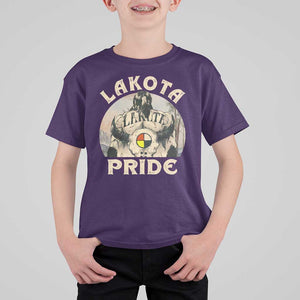 Native American T Shirt For Kid Lakota Pride Medicine Wheel Cow Skull TS11 Purple Print Your Wear