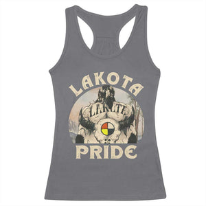 Native American Racerback Tank Top Lakota Pride Medicine Wheel Cow Skull TS11 Charcoal Print Your Wear