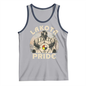 Native American Tank Top Lakota Pride Medicine Wheel Cow Skull TS11 Athletic Heather Navy Print Your Wear