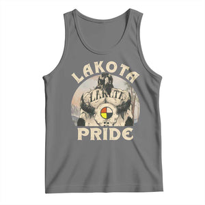 Native American Tank Top Lakota Pride Medicine Wheel Cow Skull TS11 Black Heather Print Your Wear