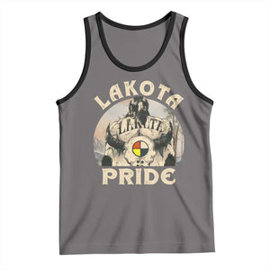 Native American Tank Top Lakota Pride Medicine Wheel Cow Skull TS11 Deep Heather Black Print Your Wear
