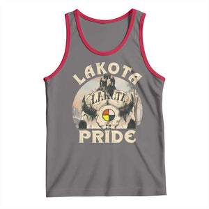 Native American Tank Top Lakota Pride Medicine Wheel Cow Skull TS11 Deep Heather Red Print Your Wear