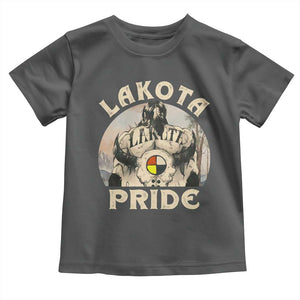 Native American Toddler T Shirt Lakota Pride Medicine Wheel Cow Skull TS11 Dark Heather Print Your Wear