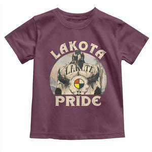 Native American Toddler T Shirt Lakota Pride Medicine Wheel Cow Skull TS11 Maroon Print Your Wear
