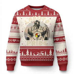 Native American Ugly Christmas Sweater Lakota Pride Medicine Wheel Cow Skull TS11 Red Print Your Wear