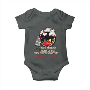 Native American Baby Onesie They Tried To Bury Us But They Didn't Know That Medicine Wheel TS11 Dark Heather Print Your Wear