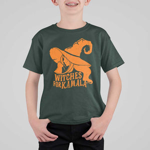 Harris Supporter 2024 T Shirt For Kid Witches For Kamala Cat Witch Hat TS11 Dark Forest Green Print Your Wear