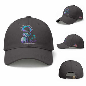 Suicide Prevention Awareness Baseball Cap In A World Where You Can Be Anything Be Kind Elephant