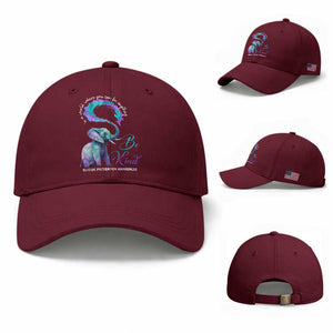 Suicide Prevention Awareness Baseball Cap In A World Where You Can Be Anything Be Kind Elephant