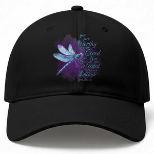 Suicide Prevention Awareness Baseball Cap You Are Worthy Loved Needed Enough Dragonfly