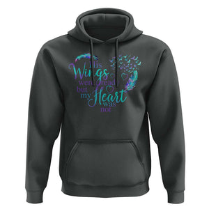 Suicide Prevention Awareness Hoodie His Wings Were Ready But My Heart Was Not Feathers TS11 Dark Heather Print Your Wear