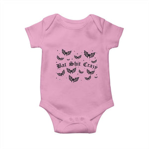 Funny Halloween Bat Shit Crazy Baby Onesie Horror Gothic Coquette Bat TS11 Light Pink Print Your Wear