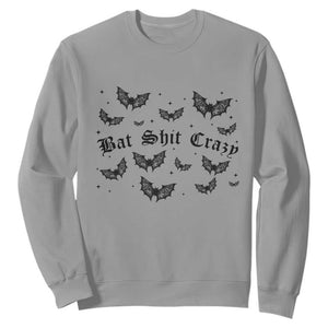 Funny Halloween Bat Shit Crazy Sweatshirt Horror Gothic Coquette Bat TS11 Sport Gray Print Your Wear