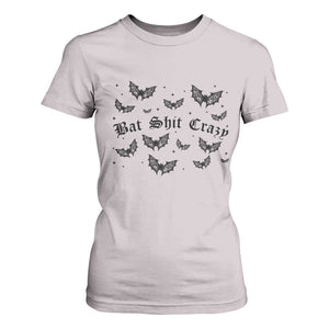 Funny Halloween Bat Shit Crazy T Shirt For Women Horror Gothic Coquette Bat TS11 Ice Gray Print Your Wear