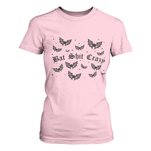 Funny Halloween Bat Shit Crazy T Shirt For Women Horror Gothic Coquette Bat TS11 Light Pink Print Your Wear