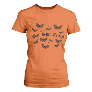 Funny Halloween Bat Shit Crazy T Shirt For Women Horror Gothic Coquette Bat TS11 Orange Print Your Wear