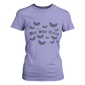 Funny Halloween Bat Shit Crazy T Shirt For Women Horror Gothic Coquette Bat TS11 Violet Print Your Wear