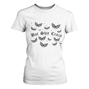 Funny Halloween Bat Shit Crazy T Shirt For Women Horror Gothic Coquette Bat TS11 White Print Your Wear