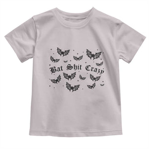 Funny Halloween Bat Shit Crazy Toddler T Shirt Horror Gothic Coquette Bat TS11 Ice Gray Print Your Wear