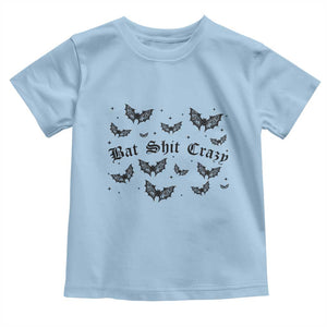 Funny Halloween Bat Shit Crazy Toddler T Shirt Horror Gothic Coquette Bat TS11 Light Blue Print Your Wear