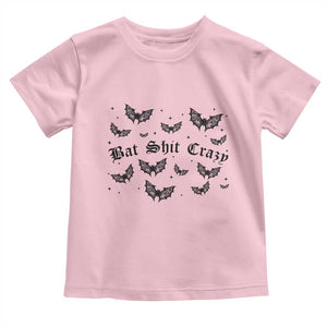 Funny Halloween Bat Shit Crazy Toddler T Shirt Horror Gothic Coquette Bat TS11 Light Pink Print Your Wear