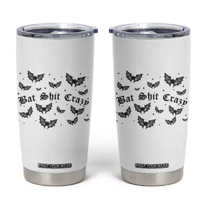 Funny Halloween Bat Shit Crazy Tumbler Cup Horror Gothic Coquette Bat TS11 White Print Your Wear