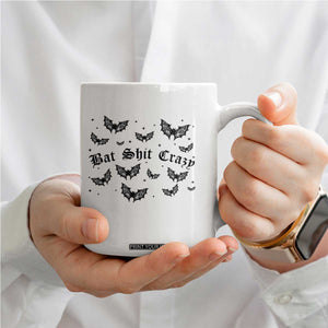 Funny Halloween Bat Shit Crazy Coffee Mug Horror Gothic Coquette Bat TS11 Print Your Wear
